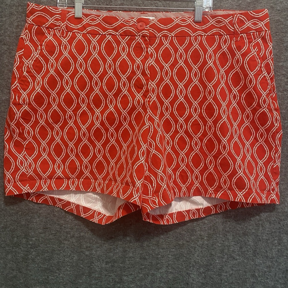 Crown & Ivy Curvy Shorts Womens 22W Red Caroline Chino Stretch Beach Vacation
